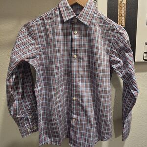 Tommy Hilfiger Boys Red and Blue Plaid Shirt